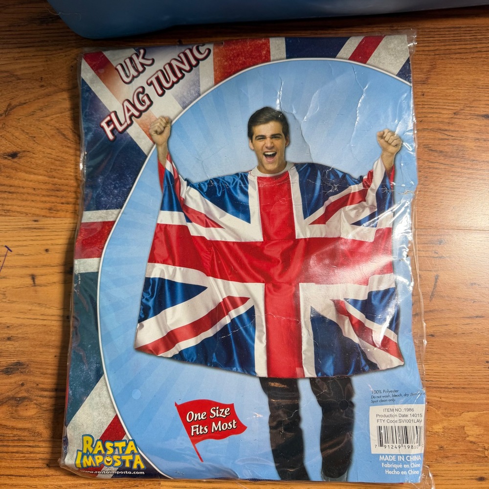 Rasta Imposta UK Flag Tunic Union Jack British Costume One Size 1986 New